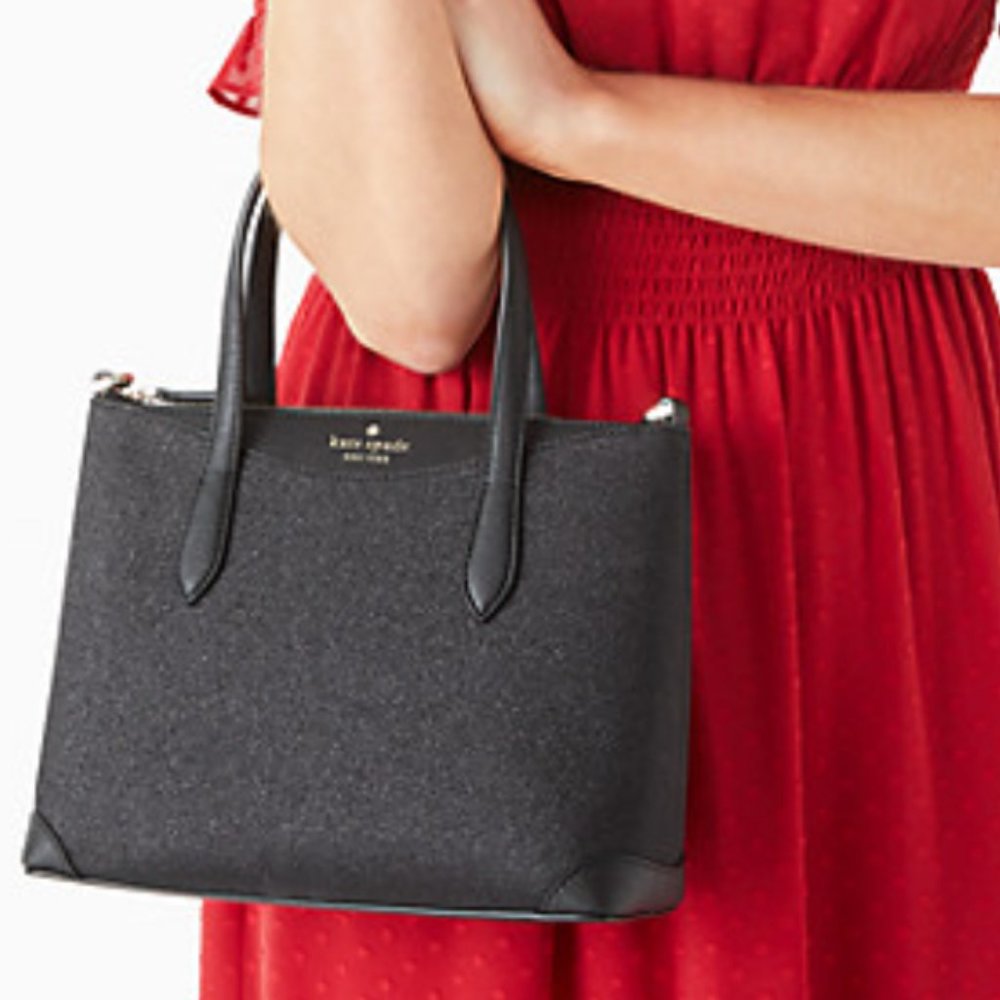 SHIMMY GLITTER IN BLACK SATCHEL KATE SPADE CROSSBODY SPARKLES IN THE SUN SMALL - Picture 7 of 12